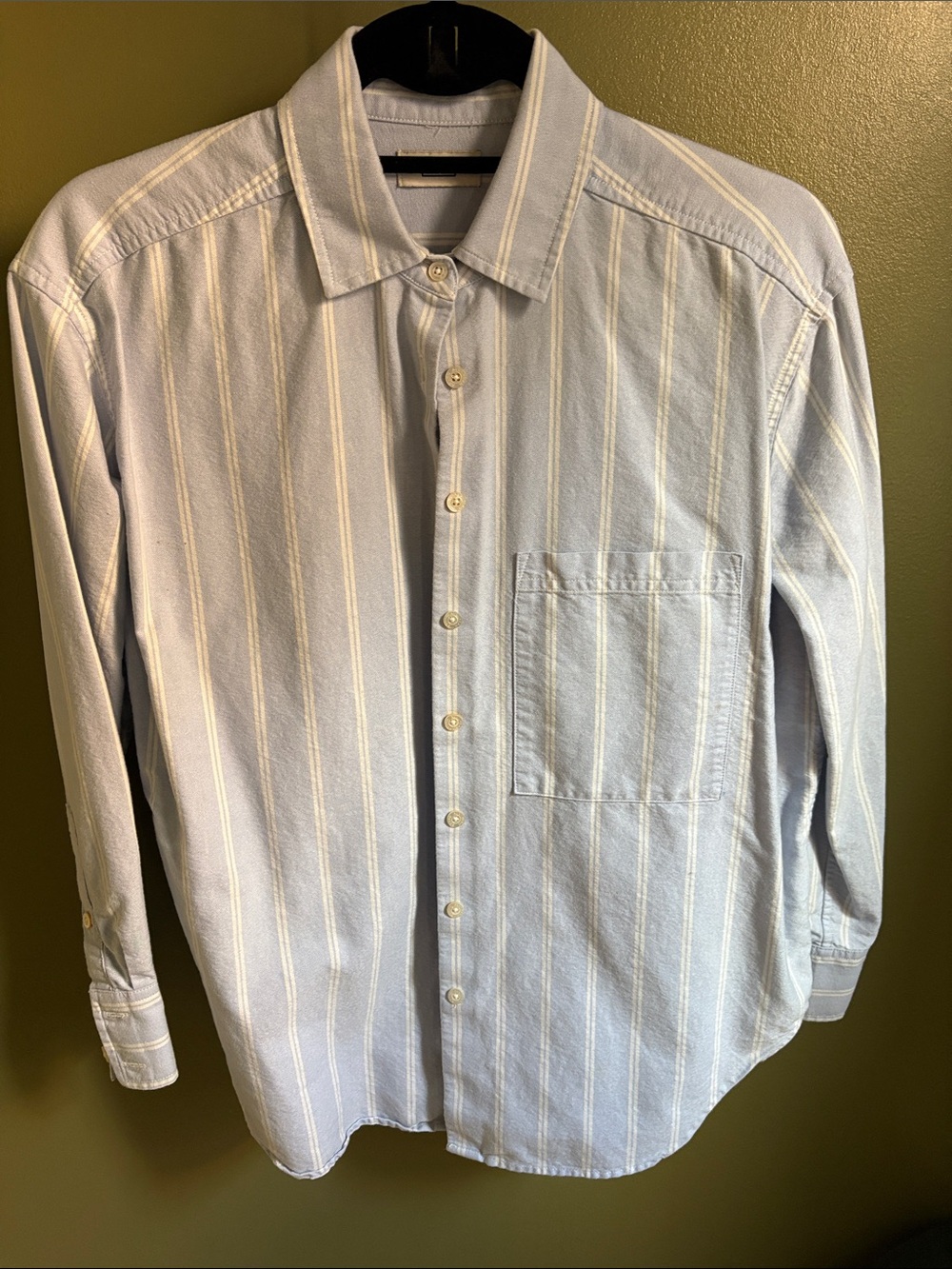 AYR Light Blue and White Vertical Stripe Button-Down Shirt